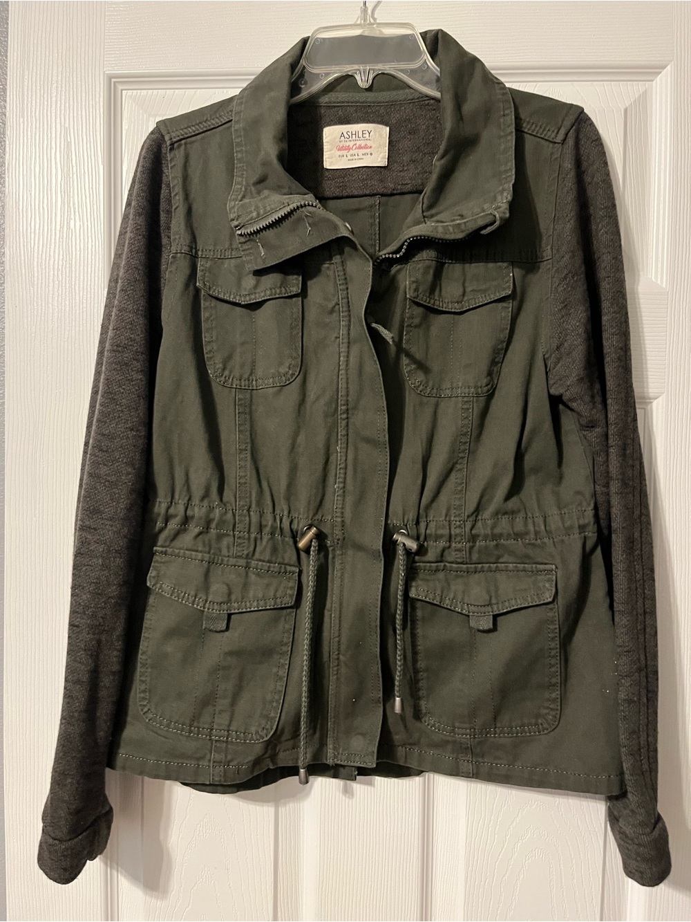 Ashley By 26 International Green Utility Jacket with Knit Sleeves